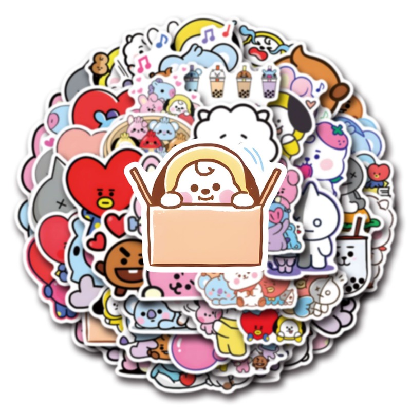 100/200 шт. наклеек BT21 Chimm – обзор и цена Cookies Pack
